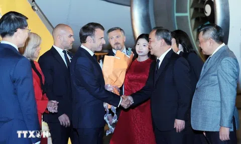 Tổng thống Pháp Emmanuel Macron và Phu nhân đến Hà Nội, bắt đầu thăm cấp Nhà nước tới Việt Nam
